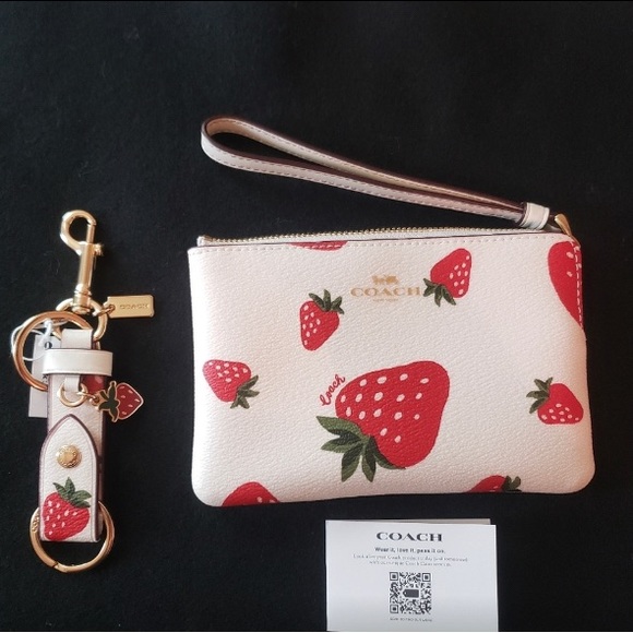 Coach Accessories - Coach Strawberries Pattern Wristlet & Keychain/Bag Charm New With Tags